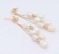 14kt Yellow gold Fresh Water and Gold Ball Dangle Earrings