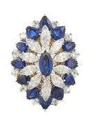 Vintage Cartier 4.75ctw Sapphire and 3.50ctw Diamond Statement Cocktail Ring in 18K