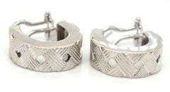 14kt White gold woven wide hoop earrings