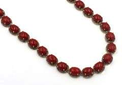 Fantastique 42.50CTW Oval Cabochon-Cut Corals & 3.75CTW Diamond Necklace in 14K Yellow Gold Over Ste