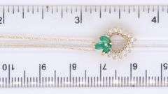 14kt Yellow Gold Emerald and Diamond Heart Shaped Pendant on Chain