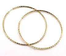 18kt Yellow gold diamond cut large hoop earrings