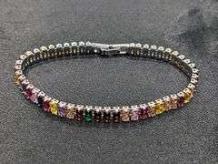 Sparkling 14.5 Ctw MultI Color Lab Simulated Diamond White Gold Plated Tennis Bracelet