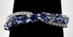 Blue and White CZ Gemstone Ring in Sterling Silver