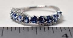 Blue and White CZ Gemstone Ring in Sterling Silver