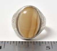 Stunning 14K White Gold Agate Gemstone Signet Men's Ring