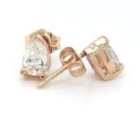 14kt Yellow gold 1ctw pear shaped diamond stud earrings