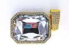 14k Gold Plated Simulated Aquamarine Diamond Pendant
