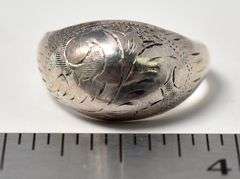 Decorative Engraved Band Ring in Sterling Silver