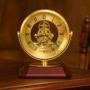 Brass Table Clock with Rosewood Base