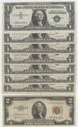 Lot of 8 Small Size STAR Notes: 7 1957 $1 and a 1953 $2 Red Seal