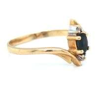 14kt Yellow gold marquise blue sapphire ring