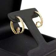 14kt Yellow gold CZ loop hoop earrings