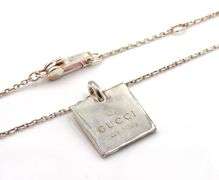 Gucci Logo square pendant on chain necklace