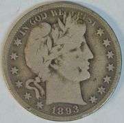Scarce 1893-S Barber Half Dollar in VG