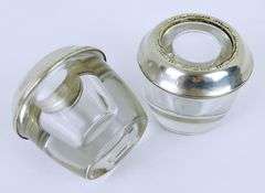 Mid-Century Sterling & Glass Low Candleholders