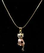 Stunning 14k yellow and Rose Gold Cat Pendant Necklace