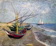 Collectible Vincent Van Gogh, Fishing Boats in a Beach, 1888