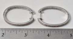 CZ Gemstone Hoop Earrings in Sterling Silver