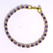18 Kt White Gold Plated  Lab Simulated Russian Alexandrite Diamond Tennis Bracelet