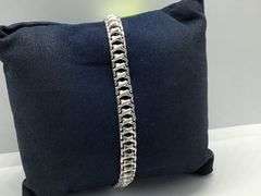 14K White Gold Vintage Cuban Link Bracelet