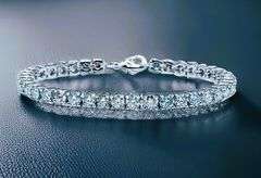 14 Kt White Gold Plated Huge 16.25 Ctw White Ice Blue Lab Simulated Diamond Tennis Bracelet