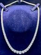 14K White Gold Lab Diamond Riviera Tennis Necklace