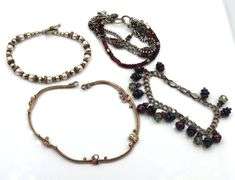 Group lot of 4 vintage 925 sterling silver beaded bracelets