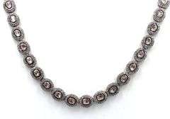 Darling Antique 14K Gold Over Sterling Silver Cognac Diamond Center Stone & Diamond Necklace