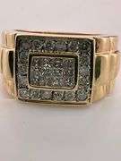 MEN'S BRAND NEW CERTIFIED DIAMOND RING, 14K GOLD