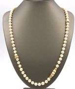 Gold bead and 8mm pearl endless necklace in yellow gold