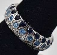 Gradient Blue Cz Band Ring in Sterling Silver