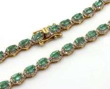 Enamoring 12.00CTW Oval Faceted Emerald & 5.00CTE Diamond Necklace in 14K Yellow Gold Over Sterling 