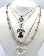 Vintage 925 sterling silver group lot of 4 pendants on chains
