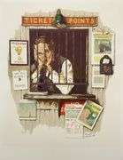Exclusive Norman Rockwell Lithograph Signed Ticket Seller