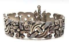 Heavy 925 sterling silver Mexico signed wide bracelet