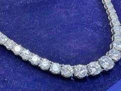 14K White Gold Lab Diamond Riviera Tennis Necklace