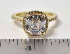 Halo Style Engagement Ring with CZ in Sterling Silver