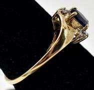 Precious 10k yellow Gold Blue Sapphire and Diamond Ring