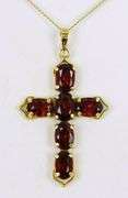 14K Garnet Cross & Chain