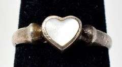 Mother of Pearl Heart Ring in Sterling Silver