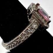 Pink Cz Ring with Accents in Sterling Silver