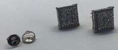 14K White Gold Round Brilliant Cut Diamond Cluster Earring