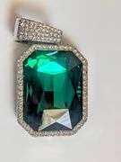 Plated Huge 62.5 Ct Simulated Emerald Diamond Pendant