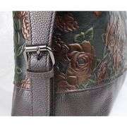 Vintage Embossed Rose Leather Satchel