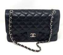 Chanel large black double flap Caviar bag