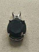Over 5ctw Black Sapphire on 14k white gold pendent