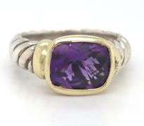 David Yurman 2-tone amethyst Nobless cable ring in 925 sterling silver