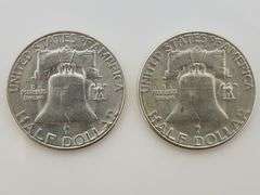 (Lot Of 2) 1954 S Franklin Half Dollars