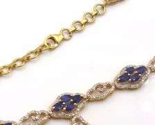 Splendid Brand New European 12.00CTW Oval Faceted Blue Sapphires & 5.00CTW Diamond necklace in 14K Y